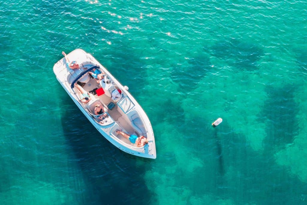 Boat sailing across beautiful blue waters