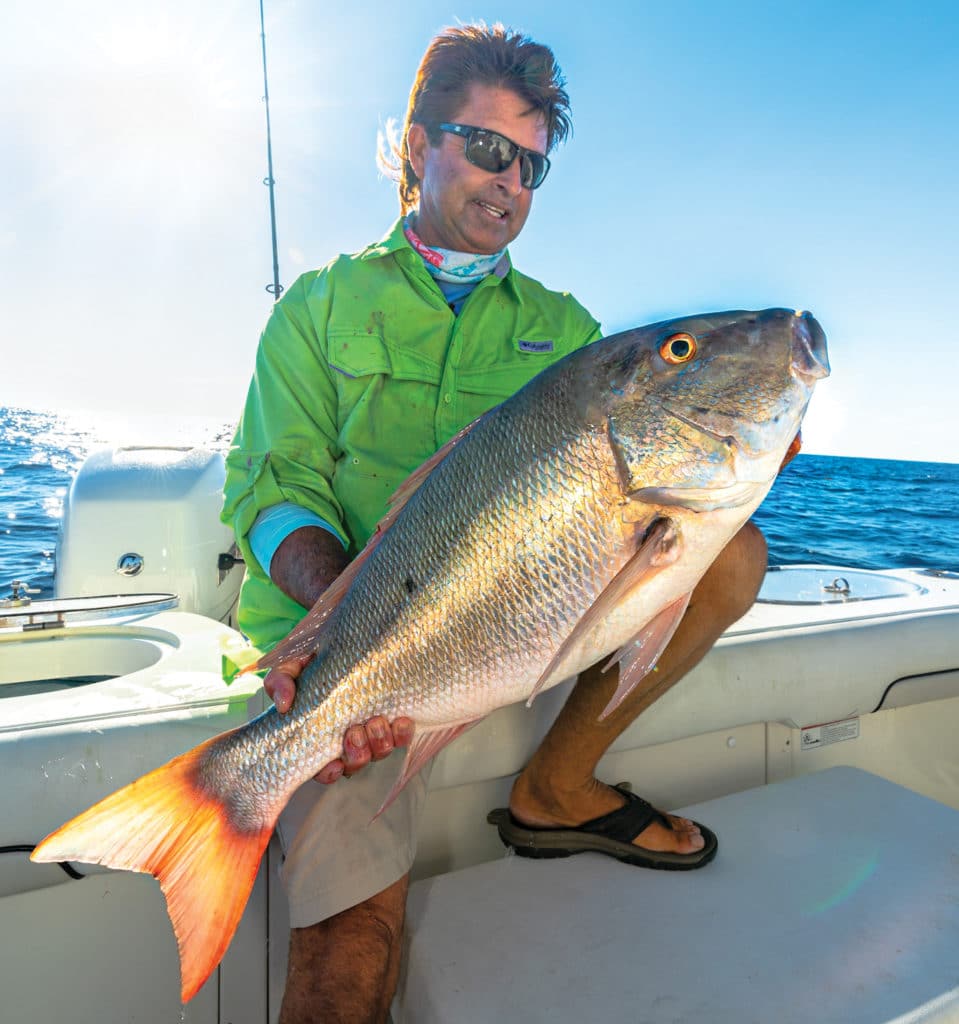 Large mutton snapper caught using a long leader