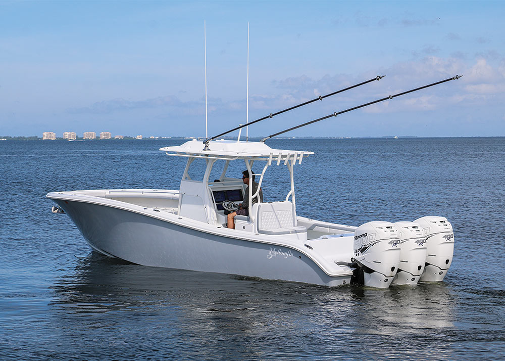 Yellowfin 34 Offshore in the bay