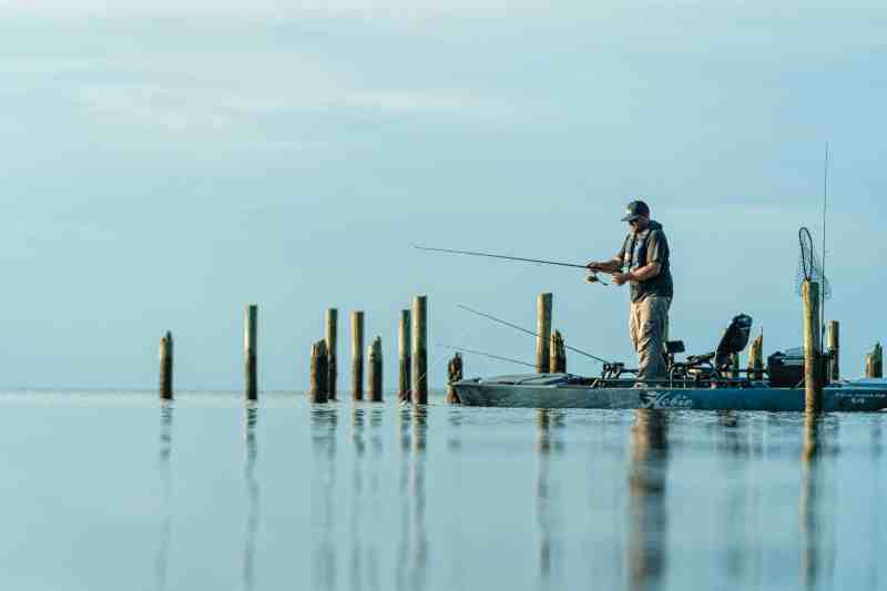 Standing on a kayak for fishing