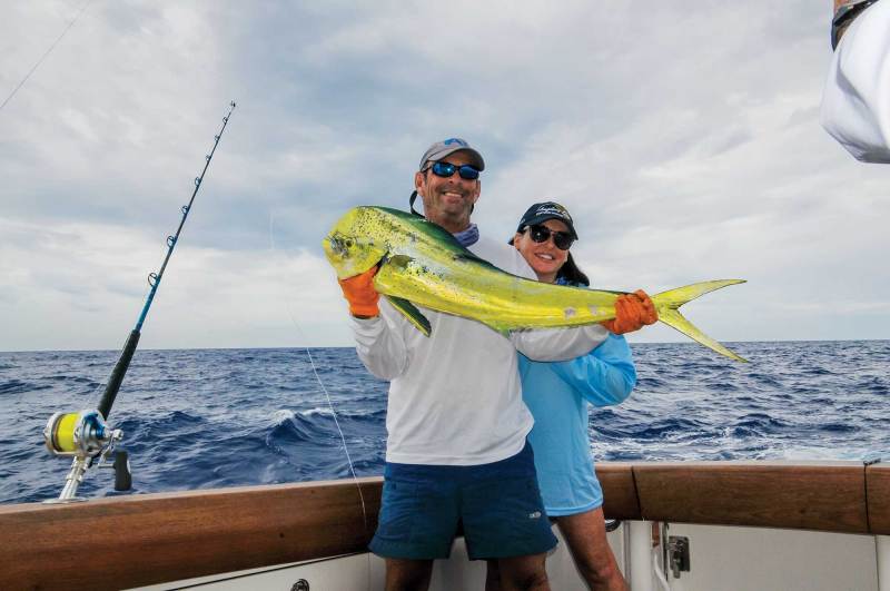 Mahi brought on board with a bailer