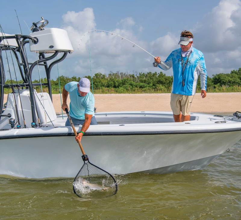 Netting a large trout