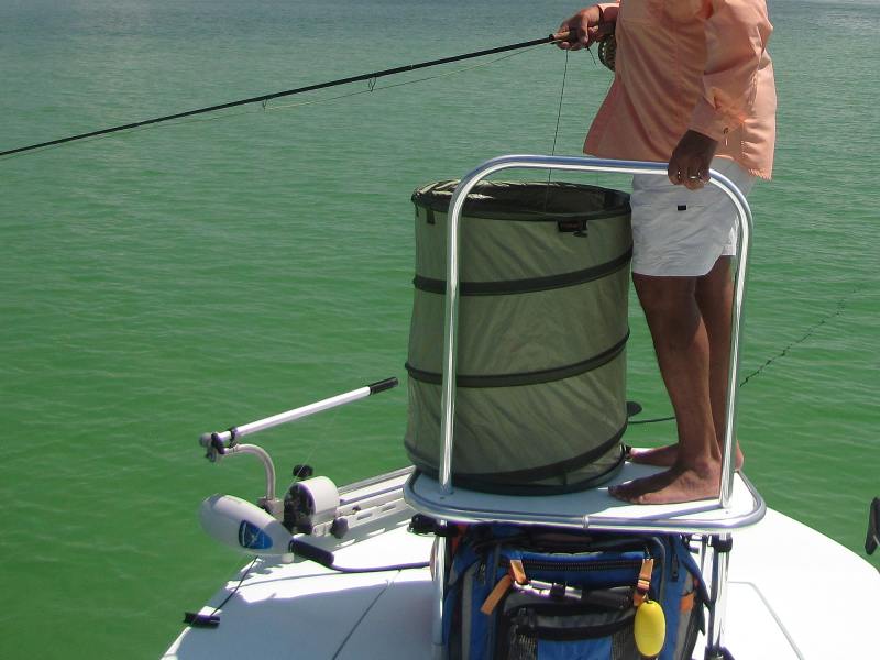 While fly fishing barefoot is recommended (so you know when you step on the line), not everyone can stand shoeless on a rocking boat for hours.