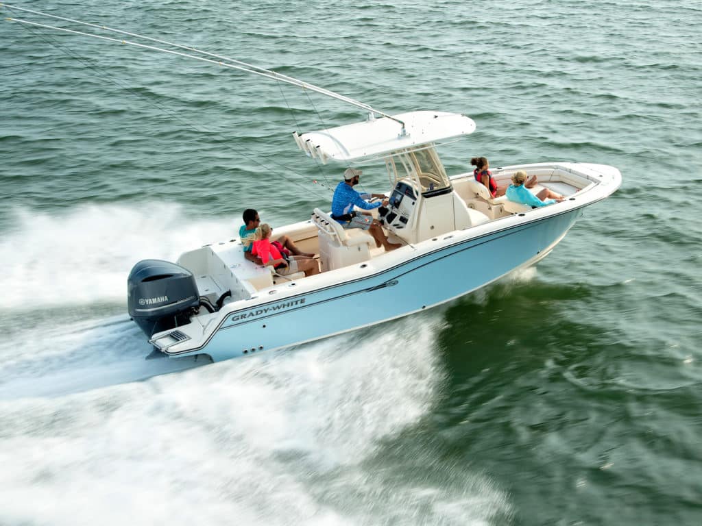 The stringer system and transom of the Fisherman 236 are constructed with all composite materials, with a beefy aluminum brace molded into the transom for additional strength.