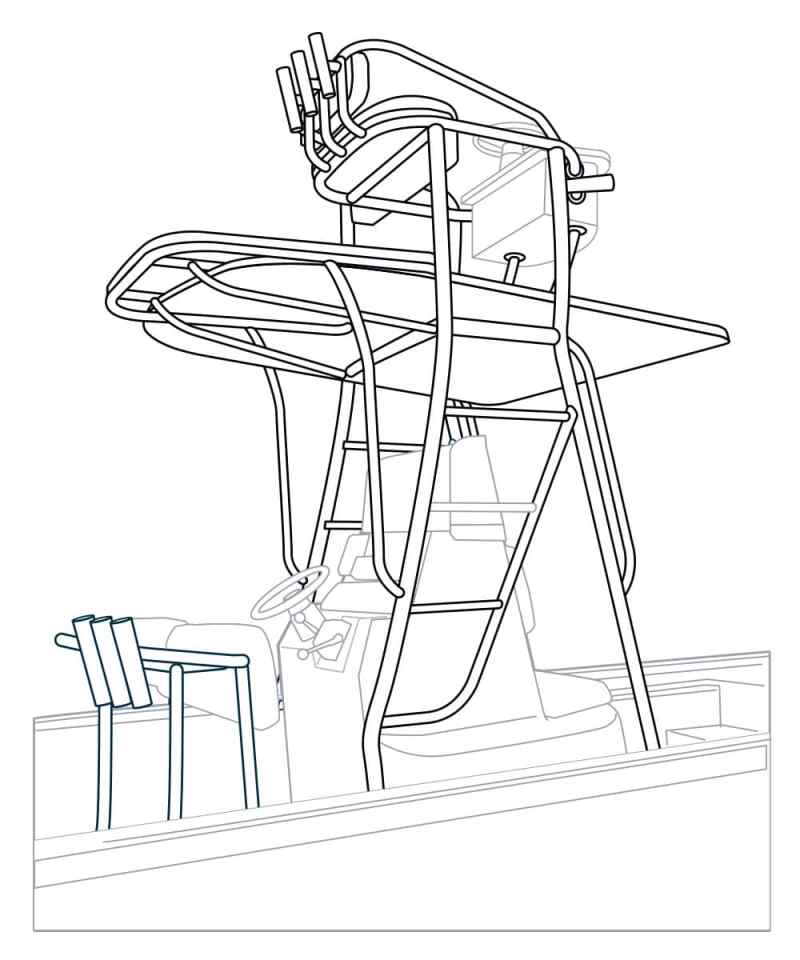spotting tower on boat with chair