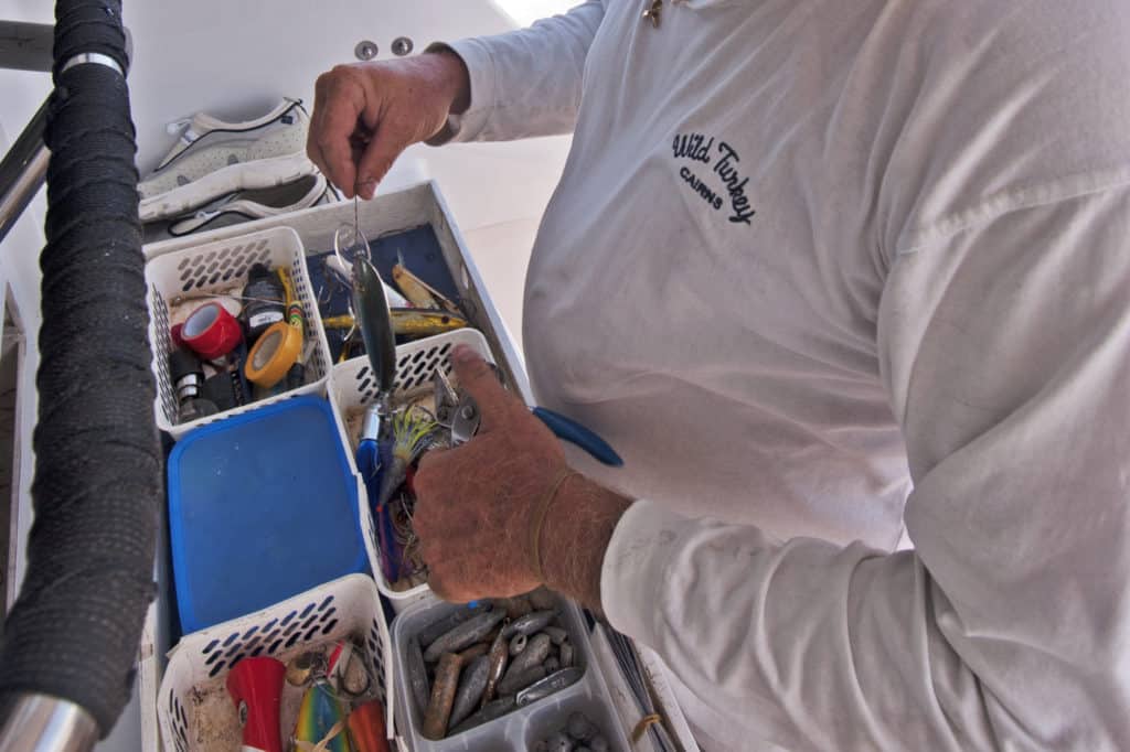 fishing tackle in tackle box