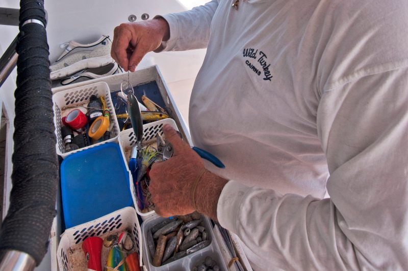 fishing tackle in tackle box