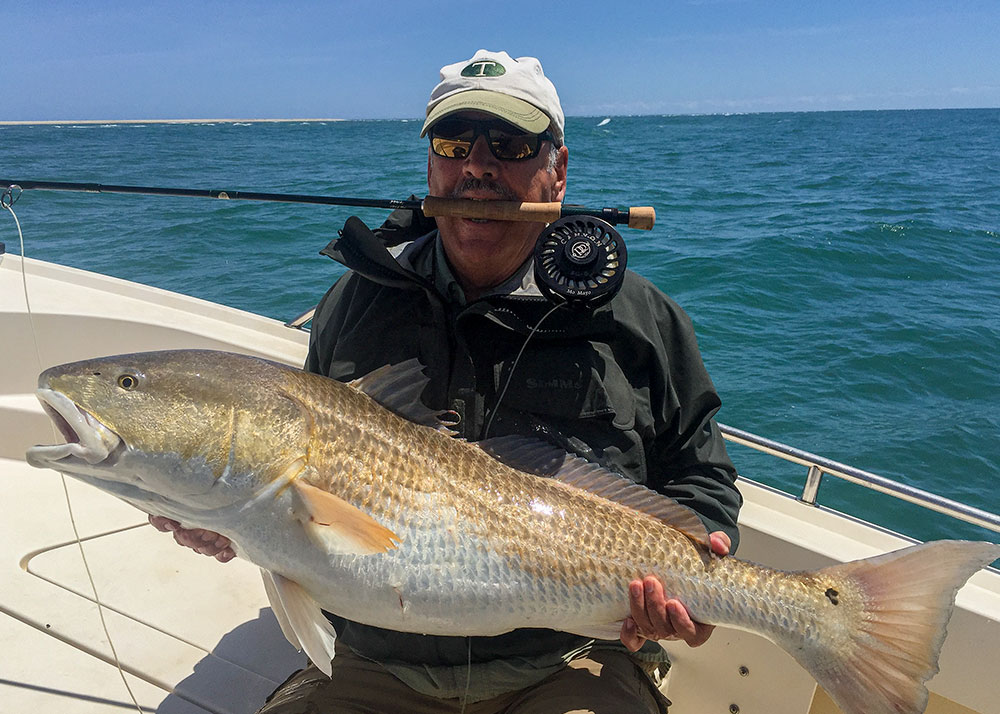 Giant redfish caught on a fly rod