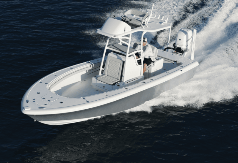 Quick specs. LOA: 25'6"  Beam: 9'3"  Fuel Capacity: 90 gal.   Max HP: 400