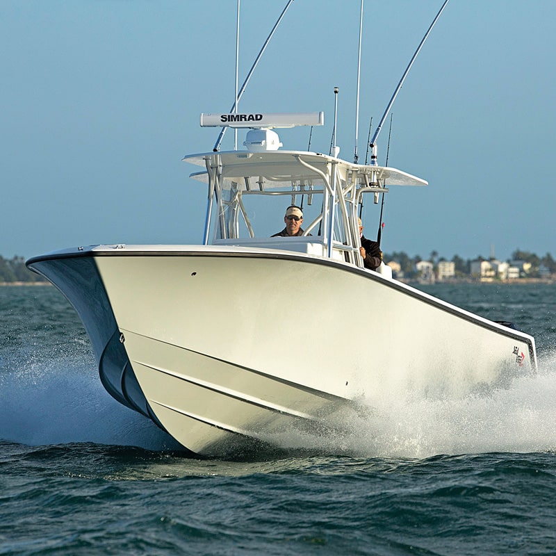 The 32 ft Sea Vee center console boat test for Simrad at the Navico Press event at Hawks Cay, in Islamorada FL.