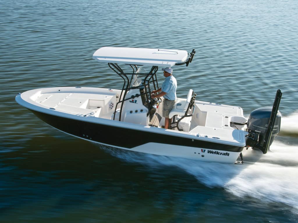 The Wellcraft 221 Fisherman is a hybrid bay boat that floats shallow, yet its aggressive deadrise and the higher freeboard offer enough security and comfort for offshore jaunts when the weather allows.