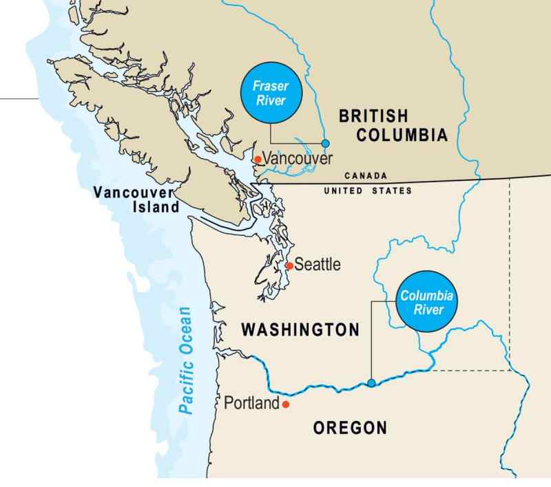 Map for targeting white sturgeon