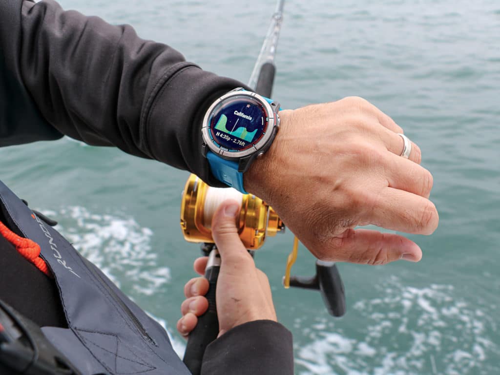 Angler wearing a smartwatch
