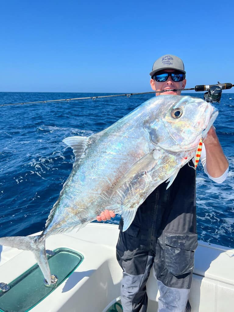 African pompano on metal jig