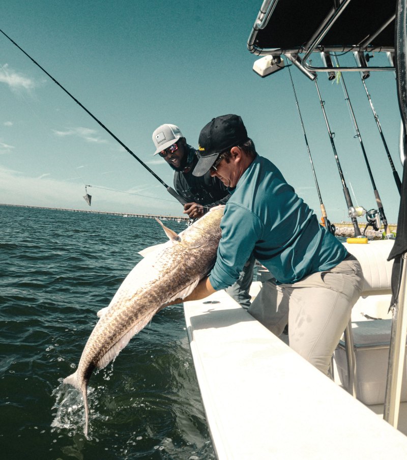 Large fish caught next to a bridge