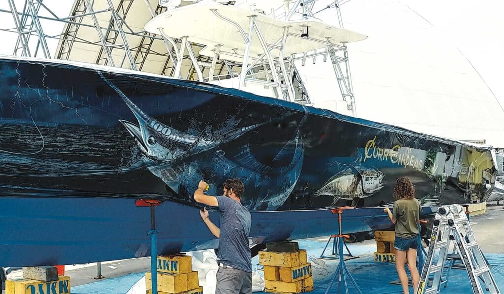 Wrapping a fishing boat
