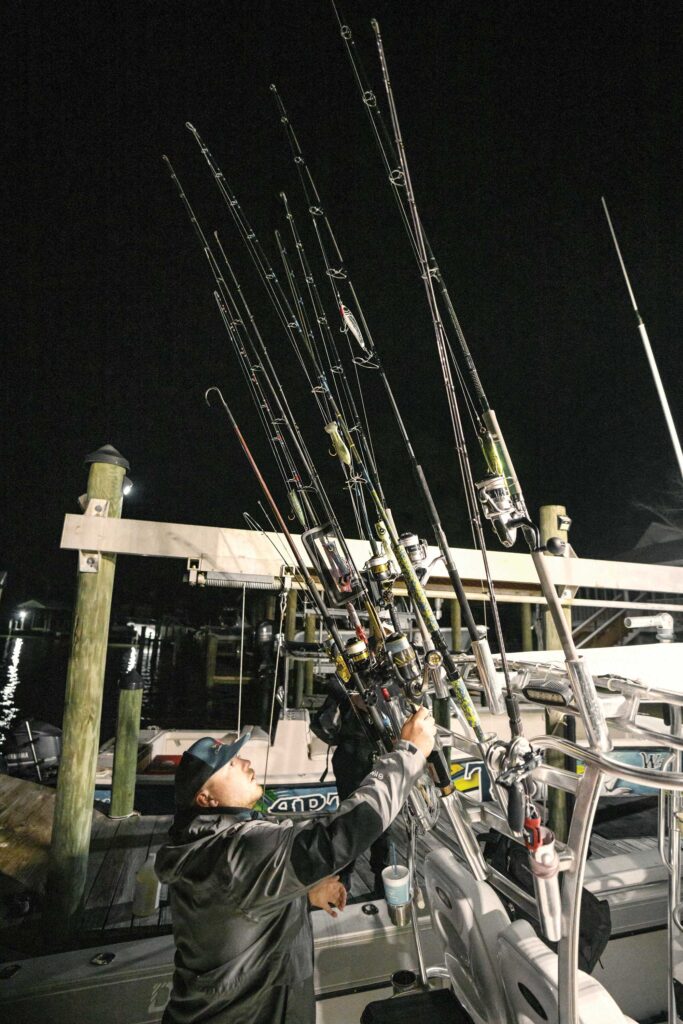Collection of fishing rods for tuna