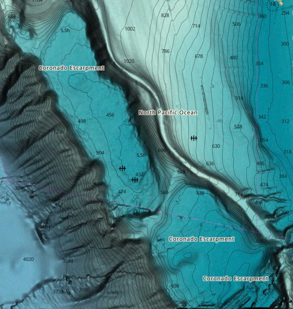 Depth chart used for rockfish fishing