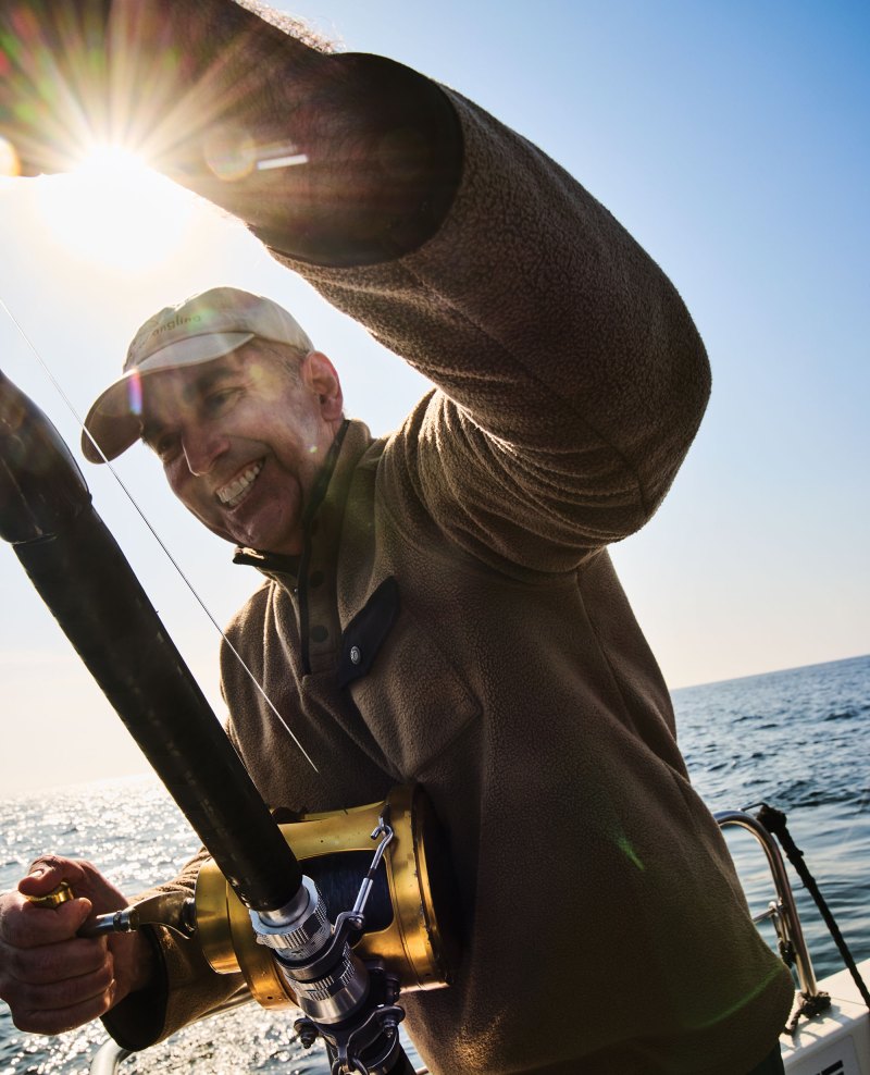 Angler reeling in a fish