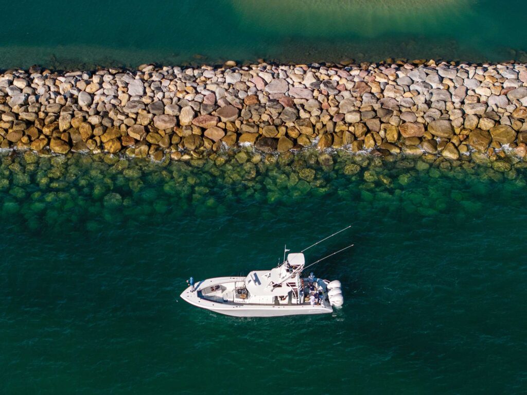 Sportfisher near a jetty