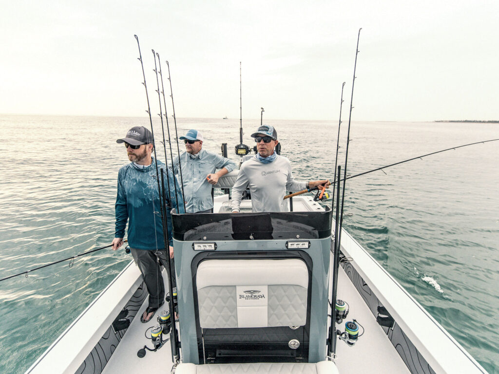 Anglers running out to the fishing grounds