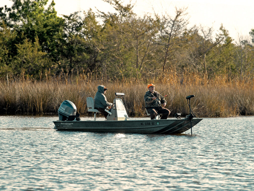 Anglers fishing for seatrout in winter