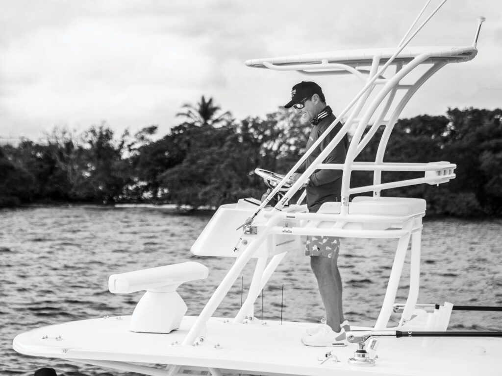 Angler navigating from a tower