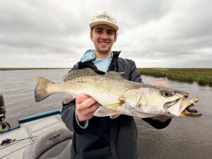 Large speckled trout caught in Louisiana bayou