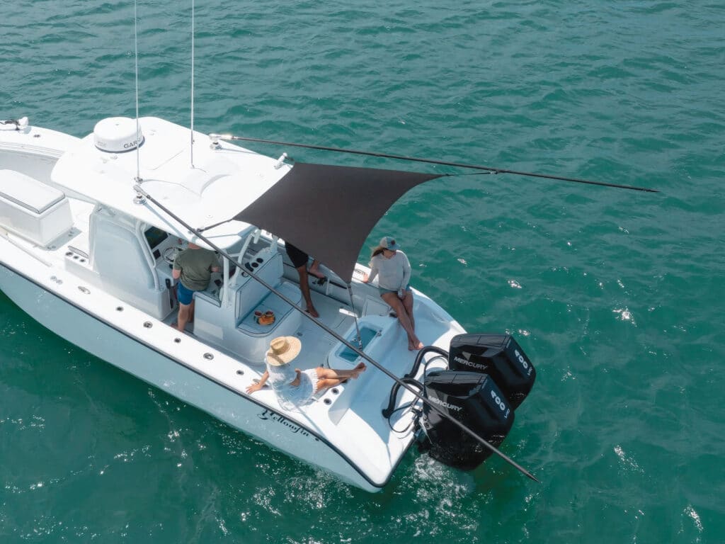 Gemflux Fly Shade on a fishing boat