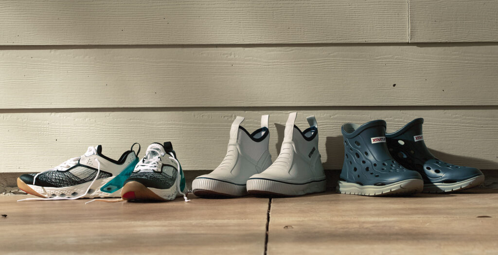 Columbia Whipray shoes, Strike Bigeye boots, Xtratuf HighTide ankle deck boots