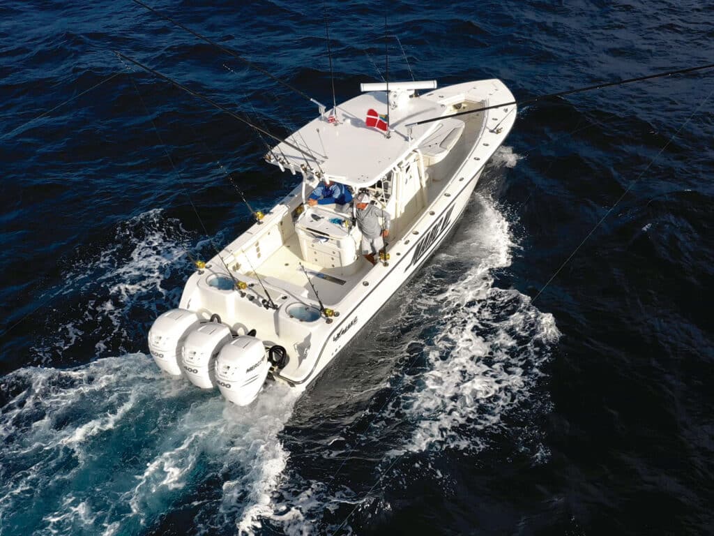 Fishing boat out trolling