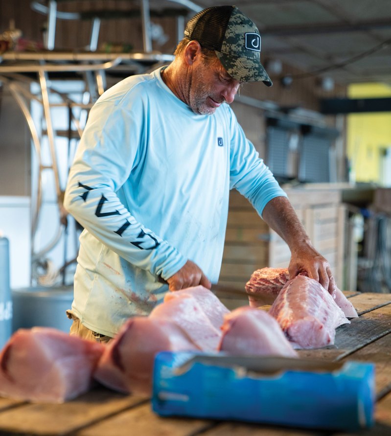 Carving up swordfish fillets