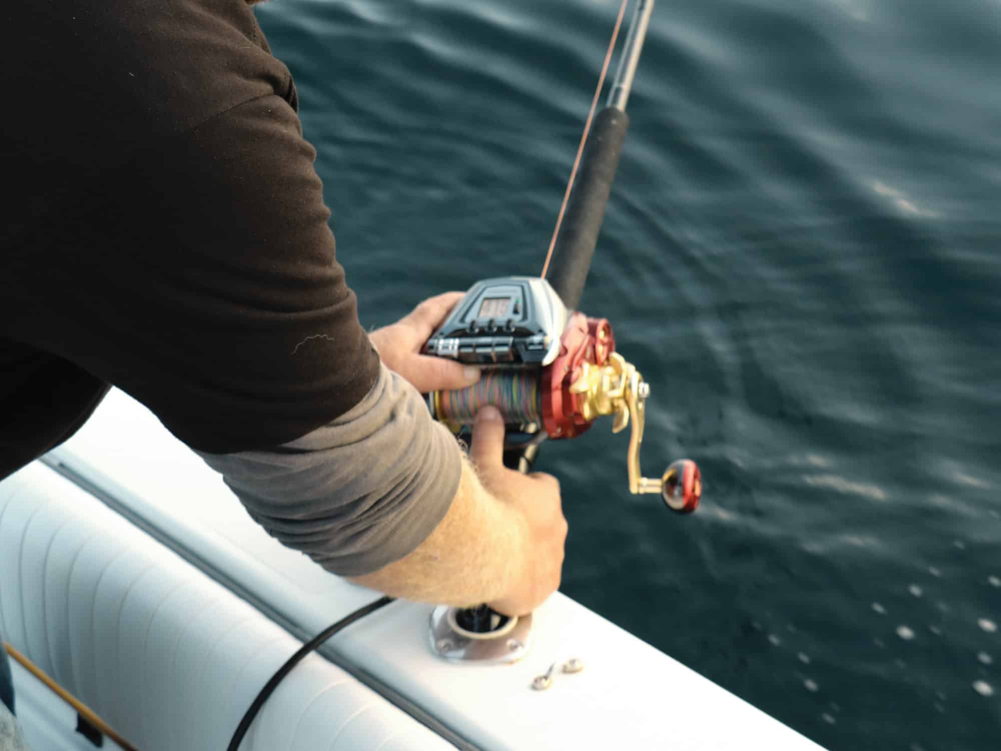 Angler dropping with electric reel