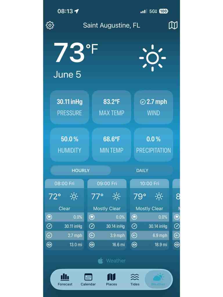 Phone weather app