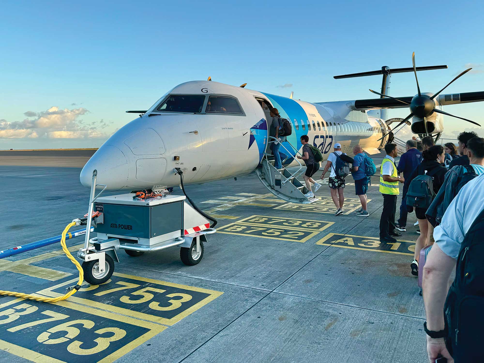 Anglers boarding a flight