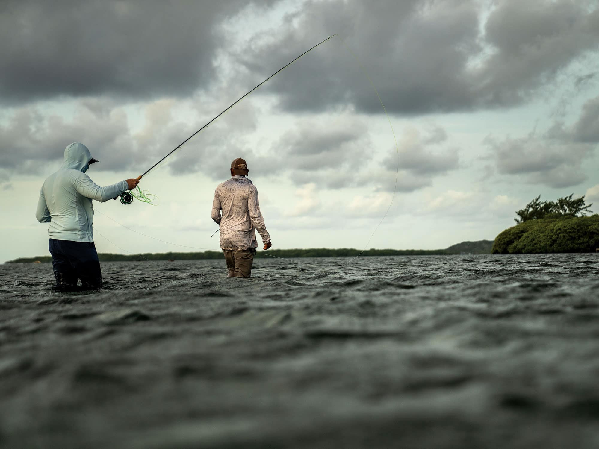 Angler fly fishing in Roatan