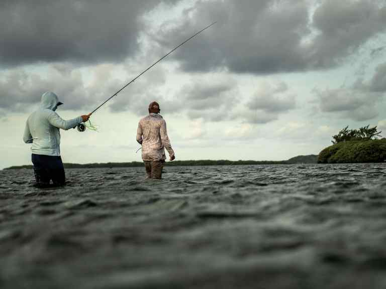 Angler fly fishing in Roatan