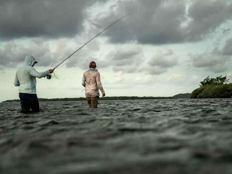 Angler fly fishing in Roatan