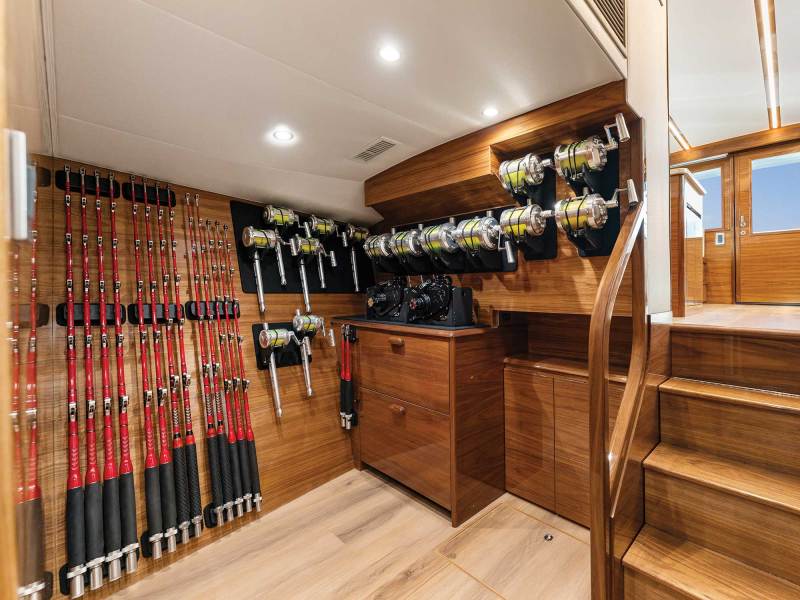 Viking 50 Billfish rod storage