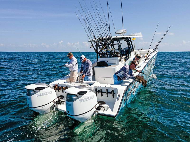 Anglers anchored for fishing