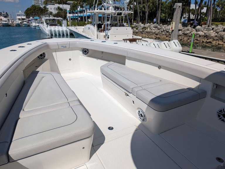 Bow seating on a fishing boat