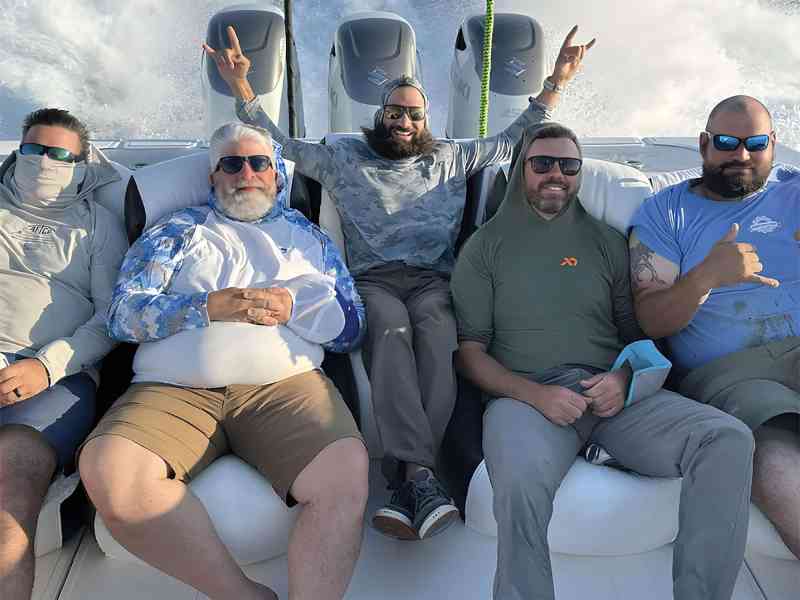 Crew sitting on beanbags